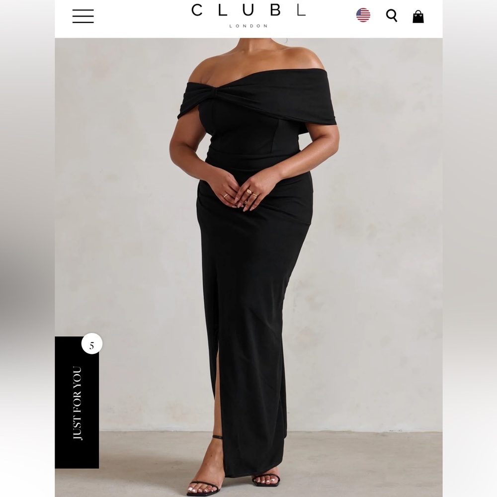 Elegant Black Off-Shoulder Dress - Picture 2 of 8